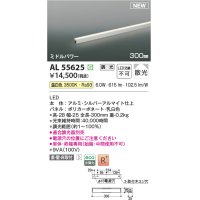 コイズミ照明 AL55625 間接照明 300mm 調光(調光器別売) 温白色 直付・壁付・床取付 ミドルパワー 単体・終端専用 シルバーアルマイト