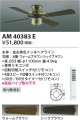 コイズミ照明　AM40383E　インテリアファン S-シリーズ クラシカルタイプ本体(モーター＋羽根) リモコン付き 灯具別売