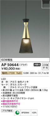 コイズミ照明　AP50644　ペンダントライト LED一体型 非調光 電球色 プラグタイプ ブラック [♭]