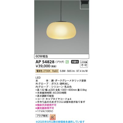 画像1: コイズミ照明 AP54828 ペンダント 非調光 LED一体型 電球色 プラグタイプ ダークグレーメタリック