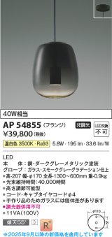 コイズミ照明 AP54855 ペンダント 非調光 LED一体型 温白色 フランジタイプ スモークグレーグラデーション