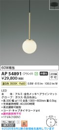 コイズミ照明 AP54891 ペンダント 非調光 LED一体型 温白色 フランジタイプ 金色メッキヘアラインマット