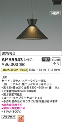 コイズミ照明 AP55543 ペンダントライト 非調光 温白色 プラグタイプ スモークグレー