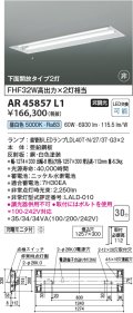 コイズミ照明　AR45857L1　非常用照明 LEDランプ交換可能型 非調光 昼白色 下面開放タイプ2灯 充電モニタ付 埋込穴□1257×300