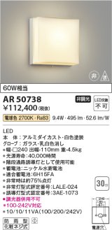コイズミ照明　AR50738　非常用照明 LED一体型 非調光 電球色 防雨型 化粧ネジ式 ホワイト