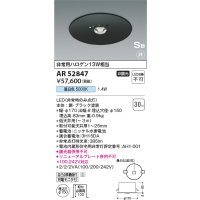 コイズミ照明　AR52847　住宅用非常灯専用型照明器具 LED一体型 非調光 埋込型 電池内蔵形 S形 昼白色 ブラック