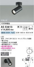 コイズミ照明　AS53813　スポットライト 調光 調光器別売 LED一体型 昼白色 フランジタイプ 直付・壁付取付 マットブラック
