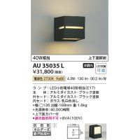 コイズミ照明　AU35035L　ポーチライト ブラケットライト 壁付・門柱取付可能型 防雨型 白熱球40W相当 LED付 電球色 黒