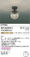 コイズミ照明　AU42433L　ポーチライト 天井 調光タイプ 白熱球60W相当 LED一体型 電球色 防雨型 アンティーク