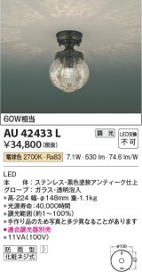 コイズミ照明　AU42433L　ポーチライト 天井 調光タイプ 白熱球60W相当 LED一体型 電球色 防雨型 アンティーク