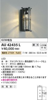 コイズミ照明　AU42435L　ポーチライト 壁 ブラケットライト 調光タイプ 白熱球60W相当 LED一体型 電球色 防雨型 黒アンティーク