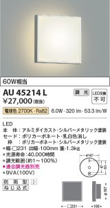 コイズミ照明　AU45214L　ポーチライト 壁 ブラケットライト LED一体型 電球色 防雨型 シルバーメタリック