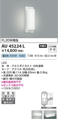コイズミ照明　AU45224L　勝手口灯 ブラケットライト 天井直付・壁付取付 LED一体型 昼白色 防雨型 ￡