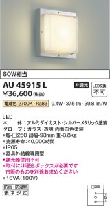 コイズミ照明　AU45915L　ポーチライト 壁 ブラケットライト LED一体型 電球色 防雨・防湿型 シルバーメタリック