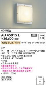 コイズミ照明　AU45915L　ポーチライト 壁 ブラケットライト LED一体型 電球色 防雨・防湿型 シルバーメタリック