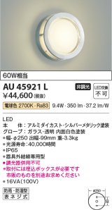 コイズミ照明　AU45921L　ポーチライト 壁 ブラケットライト LED一体型 電球色 防雨・防湿型 シルバーメタリック