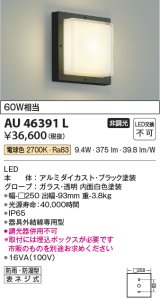 コイズミ照明　AU46391L　ポーチライト 壁 ブラケットライト LED一体型 電球色 防雨・防湿型 ブラック