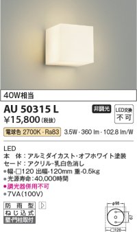 コイズミ照明　AU50315L　エクステリア 勝手口灯 非調光 LED一体型 電球色 防雨型 オフホワイト