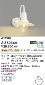 コイズミ照明　AU50364　アウトドアライト LEDランプ交換可能型 非調光 防雨型 化粧ネジ式 ホワイト