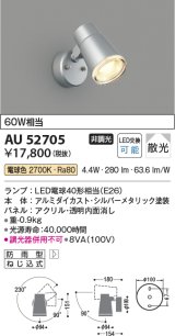 コイズミ照明 AU52705 エクステリアライト スポットライト 非調光 LEDランプ交換可能型 電球色 防雨型 シルバーメタリック ￡