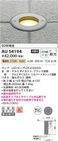 コイズミ照明　AU54194　アウトドアライト 埋込穴φ120 非調光 LEDランプ 電球色 防雨型 埋込取付 シルバーメタリック