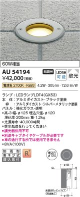 コイズミ照明　AU54194　アウトドアライト 埋込穴φ120 非調光 LEDランプ 電球色 防雨型 埋込取付 シルバーメタリック