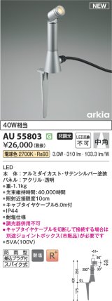 コイズミ照明 AU55803 アウトドアライト スポットライト 非調光 電球色 防雨型 サテンシルバー