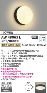 コイズミ照明　AW48065L　浴室灯 直付・壁付取付 LEDランプ交換可能型 防雨・防湿型 電球色