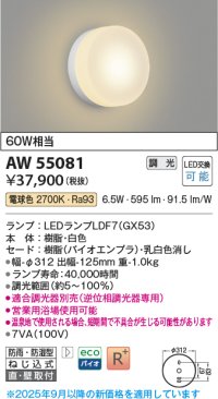 コイズミ照明 AW55081 ブラケット 調光 調光器別売 LED 電球色 直付・壁付取付 防雨・防湿型 白色
