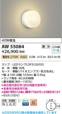 コイズミ照明 AW55084 ブラケット 調光 調光器別売 LED 電球色 防雨・防湿型 白色