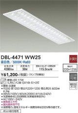 大光電機(DAIKO)　DBL-4471WW25(ランプ別梱)　ベースライト 直管LED 非調光 昼白色 埋込タイプ 埋込穴□220×1235