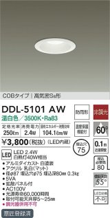 大光電機(DAIKO)　DDL-5101AW　ダウンライト LED内蔵 温白色 非調光丸タイプ SB形 防滴形 白熱灯40W相当 φ75