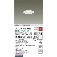 大光電機(DAIKO)　DDL-5101AW　ダウンライト LED内蔵 温白色 非調光丸タイプ SB形 防滴形 白熱灯40W相当 φ75