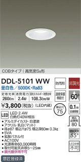 大光電機(DAIKO)　DDL-5101WW　ダウンライト LED内蔵 昼白色 非調光丸タイプ SB形 防滴形 白熱灯40W相当 φ75