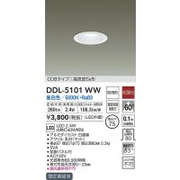大光電機(DAIKO)　DDL-5101WW　ダウンライト LED内蔵 昼白色 非調光丸タイプ SB形 防滴形 白熱灯40W相当 φ75