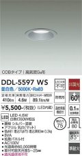 大光電機(DAIKO) DDL-5597 WS ダウンライト 埋込穴φ75 非調光 LED 昼白色 COBタイプ 高気密SB形 防雨形 準耐火 シルバー