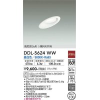 大光電機(DAIKO) DDL-5624 WW ダウンライト 埋込穴φ100 非調光 LED 昼白色 ランプ付 高気密SB形 傾斜天井用 ホワイト