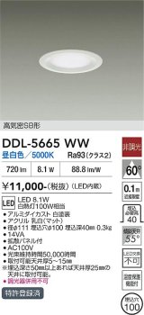 大光電機(DAIKO) DDL-5665WW ダウンライト 埋込穴φ100 非調光 昼白色 LED内臓 高気密SB形 浅型 ホワイト