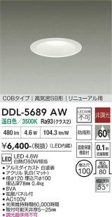大光電機(DAIKO) DDL-5689AW ダウンライト 埋込穴φ100 非調光 温白色 LED内臓 ベーシック COBタイプ 高気密SB形 リニューアル用 防雨形 ホワイト