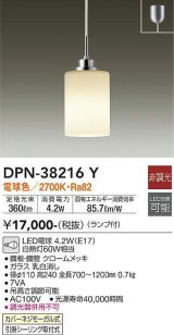 大光電機(DAIKO)　DPN-38216Y　ペンダント ランプ付 非調光 電球色 フランジタイプ クローム [♭]