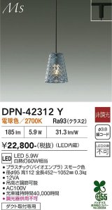 大光電機(DAIKO) DPN-42312Y ペンダント 非調光 電球色 LED内蔵 プラグタイプ スモーク
