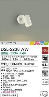 大光電機(DAIKO)　DSL-5238AW　ときめき スポットライト フランジタイプ LED内蔵 温白色 非調光 ホワイト 天井付・壁付兼用