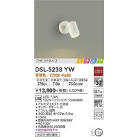 大光電機(DAIKO)　DSL-5238YW　スポットライト LED内蔵 非調光 ときめき 電球色 フランジタイプ 天井付・壁付兼用 ホワイト