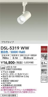 大光電機(DAIKO)　DSL-5319WW　スポットライト プラグタイプ LED内蔵 昼白色 非調光 ホワイト 天井付・壁付兼用