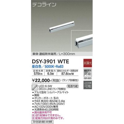画像1: 大光電機(DAIKO)　DSY-3901WTE(ランプ別梱)　間接照明 L=300mm 非調光 昼白色 デコライン 単体・連結時末端用 シルバー
