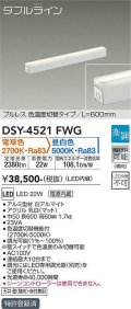 大光電機(DAIKO)　DSY-4521FWG　間接照明 LED 電源内蔵 楽調(調光器別売) 電球色・昼白色 ダブルライン L=600mm プルレス・色温度切替 ホワイト