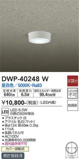 大光電機(DAIKO)　DWP-40248W　アウトドア 軒下シーリング LED内蔵 非調光 昼白色 防雨形 拡散パネル付