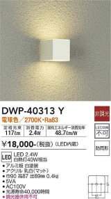 大光電機(DAIKO)　DWP-40313Y　アウトドア ポーチ灯 LED内蔵 非調光 電球色 防雨形 ホワイト