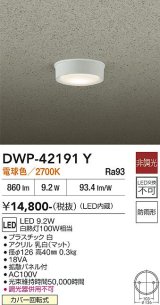 大光電機(DAIKO) DWP-42191Y アウトドアライト 軒下シーリング 非調光 電球色 LED内臓 防雨形 ホワイト