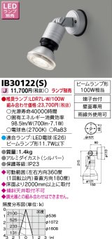 東芝ライテック　IB30122(S)　アウトドア スポットライト LEDビームランプ シルバー 壁面専用 ランプ別売
